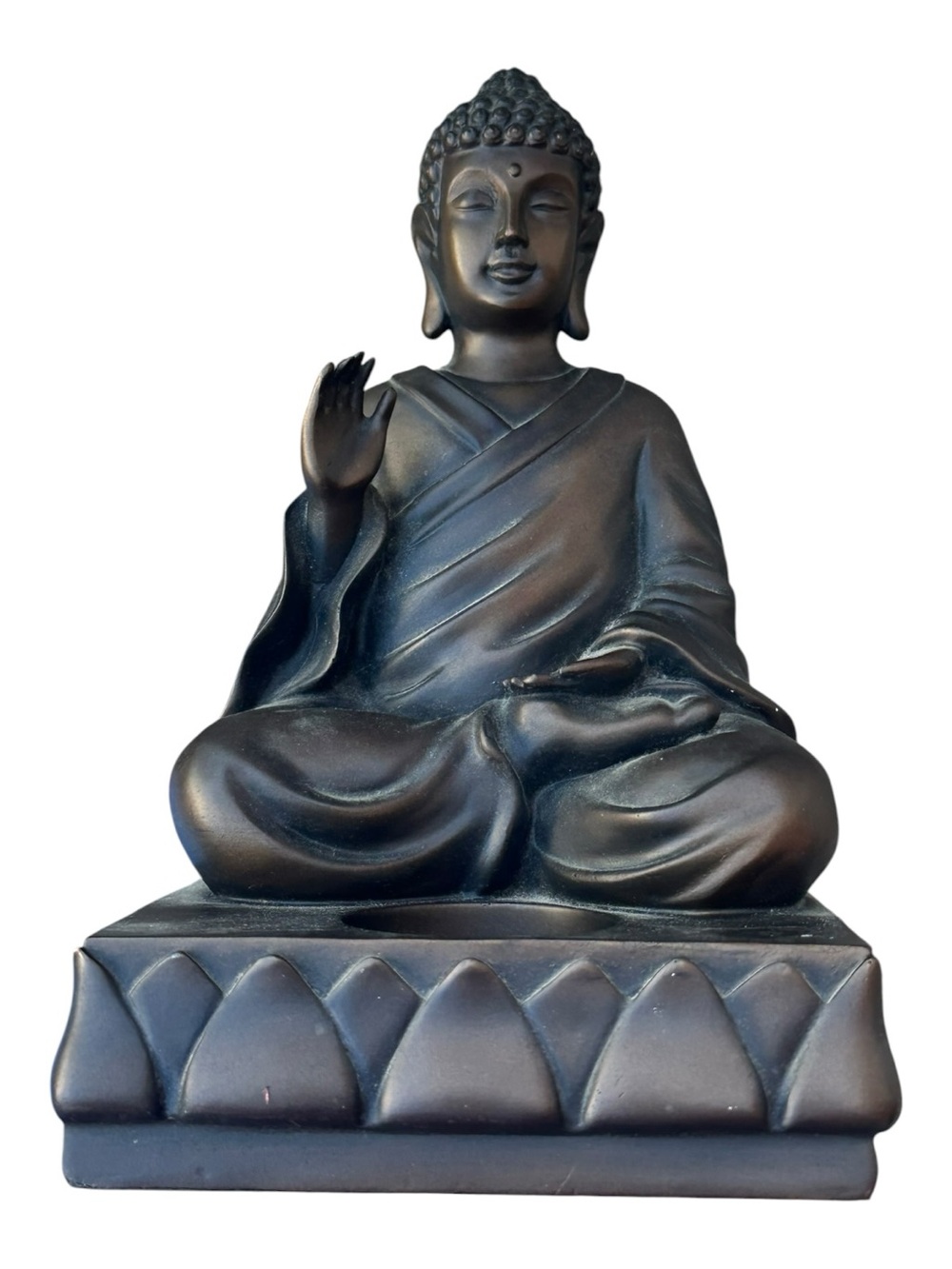 Partylite Buddha Tealight Candle Holder Bronze Meditation Zen Decor 9” - Picture 5 of 9